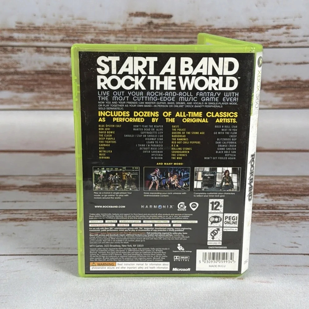 Rock Band Microsoft Xbox 360 2008 PAL CIB Complete in Box Resurfaced Used